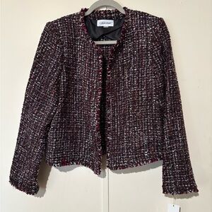 Calvin Klein Women's Black and Red Tweed Blazer